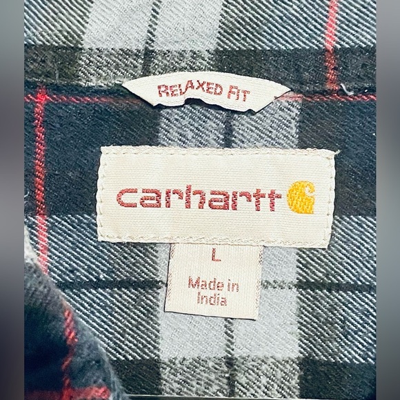 Carhartt Blue Relaxed Fit Cotton Plaid Long Sleeve Shirt Men's L - Picture 4 of 6